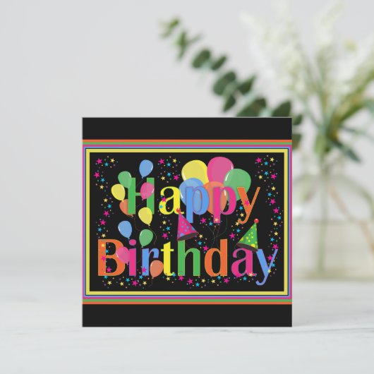 お誕生日おめでとうTEMPLATE、カスタマイズ可能 招待状 (スタンド正面)