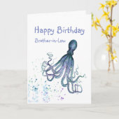 お誕生日お義兄さん タコがハグしてあげる カード (黄色い花)