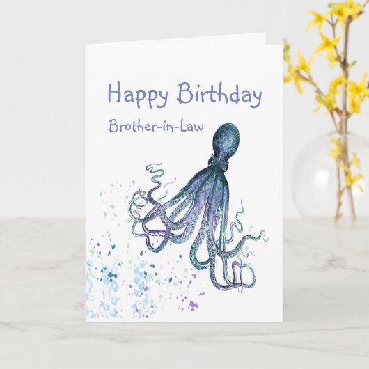 お誕生日お義兄さん タコがハグしてあげる カード (黄色い花)