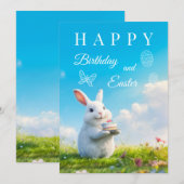 お誕生日とイースターバニー シーズンカード (正面/裏面)