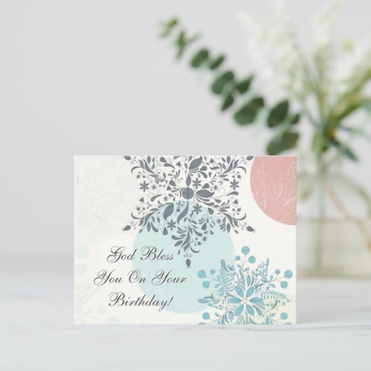 お誕生日に神の祝福が豊かにありますように、民数記6:24聖書 ポストカード (スタンド正面)