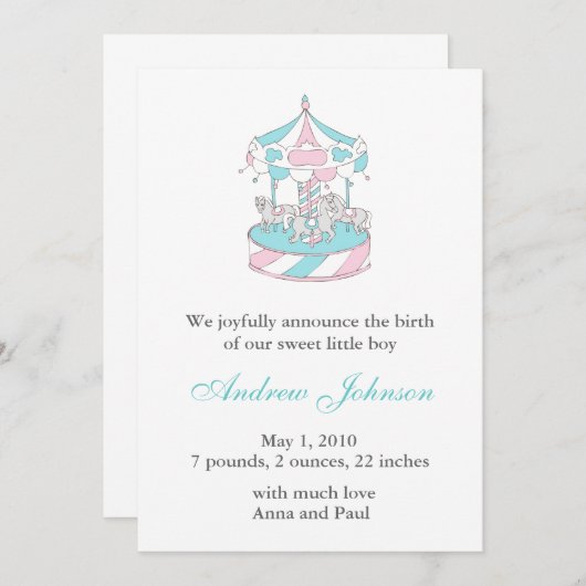 お誕生日のお知らせ - くるまの浮き輪 案内状 (正面/裏面)