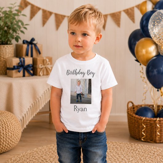 お誕生日の少年写真 ベビーTシャツ
