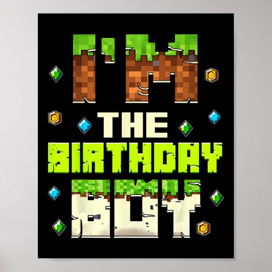 お誕生日の男の子 ビデオゲーマー ピクセル 誕生日 ポスター (正面)