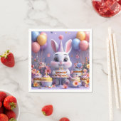 お誕生日を祝う愛らしいうさぎ スタンダードカクテルナプキン (インサイチュ)