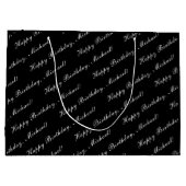 お誕生日カスタムネーム エレガント ラージ ギフトバッグ (裏面)