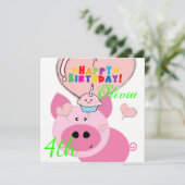 お誕生日カード+招待状+豚 招待状 (スタンド正面)
