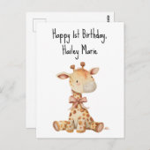 お誕生日ギフトぬいぐるみキリン オーダーメイド ポストカード (正面/裏面)