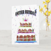 お誕生日ケーキが年を取る カード (黄色い花)