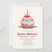お誕生日ケーキさくらんぼ 招待状 (正面)