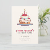 お誕生日ケーキさくらんぼ 招待状 (スタンド正面)