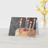 お誕生日ケーキとろうそく カード (黄色い花)