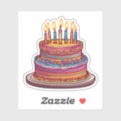 お誕生日ケーキとキャンドル防水 シール (シート)