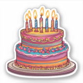 お誕生日ケーキとキャンドル防水 シール (正面)