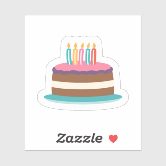 お誕生日ケーキとキャンドル | ケーキカラフルの日 シール (シート)