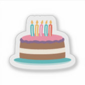 お誕生日ケーキとキャンドル | ケーキカラフルの日 シール (正面)