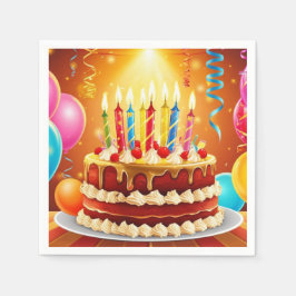 お誕生日ケーキとキャンドル スタンダードカクテルナプキン