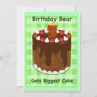 お誕生日ケーキとパーティーベアをテーマにした誕生日カード シーズンカード