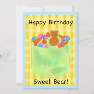 お誕生日ケーキとパーティーベアをテーマにした誕生日カード シーズンカード