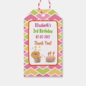 お誕生日ケーキとパーティーライオンありがとう ギフトタグ (正面)