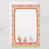 お誕生日ケーキとパーティーライオンとバルーンシープ 便箋 (正面/裏面)