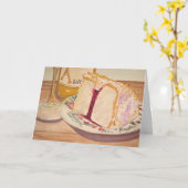 お誕生日ケーキとワイン カード (黄色い花)