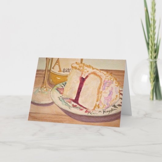 お誕生日ケーキとワイン カード (正面)