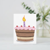 お誕生日ケーキにロウソクを一つ灯したもの ポストカード (スタンド正面)