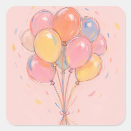 お誕生日ケーキのシールまたは封筒用シール スクエアシール