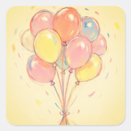 お誕生日ケーキのシールまたは封筒用シール スクエアシール