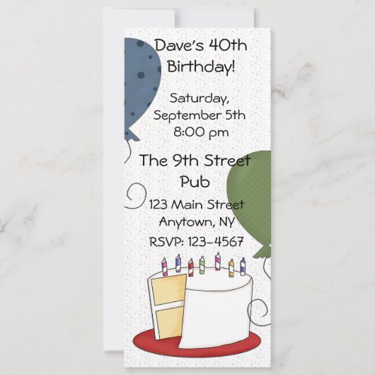 お誕生日ケーキのパーティの招待状 招待状 (正面)