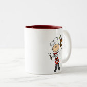 お誕生日ケーキのマグを持つシェフ ツートーンマグカップ (正面右)