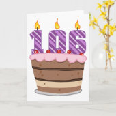 お誕生日ケーキの年齢106 カード (黄色い花)