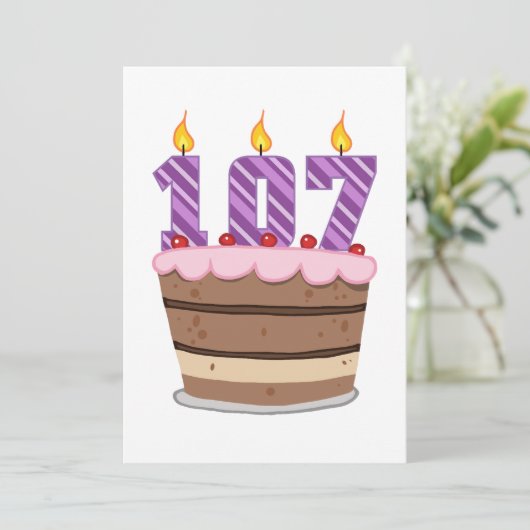 お誕生日ケーキの年齢107 カード (スタンド正面)