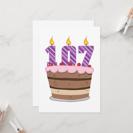 お誕生日ケーキの年齢107 カード (正面/裏面インサイチュ)