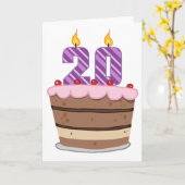 お誕生日ケーキの年齢20 カード (黄色い花)