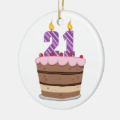 お誕生日ケーキの年齢21 セラミックオーナメント (左)