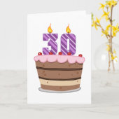お誕生日ケーキの年齢30 カード (黄色い花)