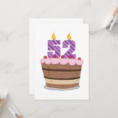 お誕生日ケーキの年齢52 カード (正面/裏面インサイチュ)
