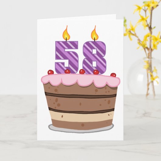 お誕生日ケーキの年齢58 カード (黄色い花)