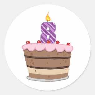 お誕生日ケーキの年齢8 ラウンドシール