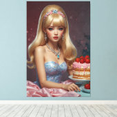 お誕生日ケーキの引き伸ばしキャンバス印刷 キャンバスプリント (インサイチュ (ウッドフロア))