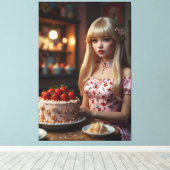 お誕生日ケーキの引き伸ばしキャンバス印刷 キャンバスプリント (インサイチュ (ウッドフロア))