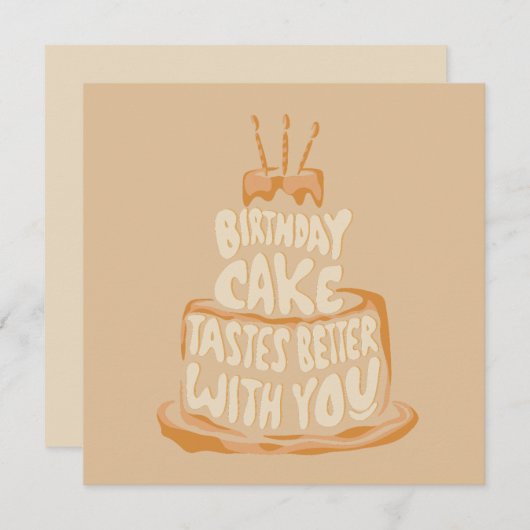 お誕生日ケーキの方が美味しいおもしろい- サンキューカード (正面/裏面)