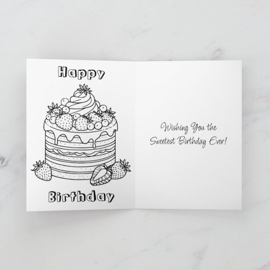 お誕生日ケーキの果実と花パーソナライズされた カード (内部)