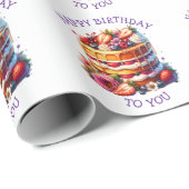 お誕生日ケーキの果実と花パーソナライズされた ラッピングペーパー (ロールコーナー)