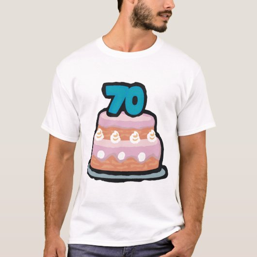 お誕生日ケーキの第70誕生日プレゼント Tシャツ (正面)