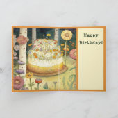 お誕生日ケーキの花と森のかわいいキャンドル カード (内部)