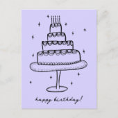 お誕生日ケーキの遊び心あふれるスケッチドゥードル ポストカード (正面)