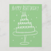 お誕生日ケーキの遊び心あふれるスケッチ落書き ポストカード (正面)